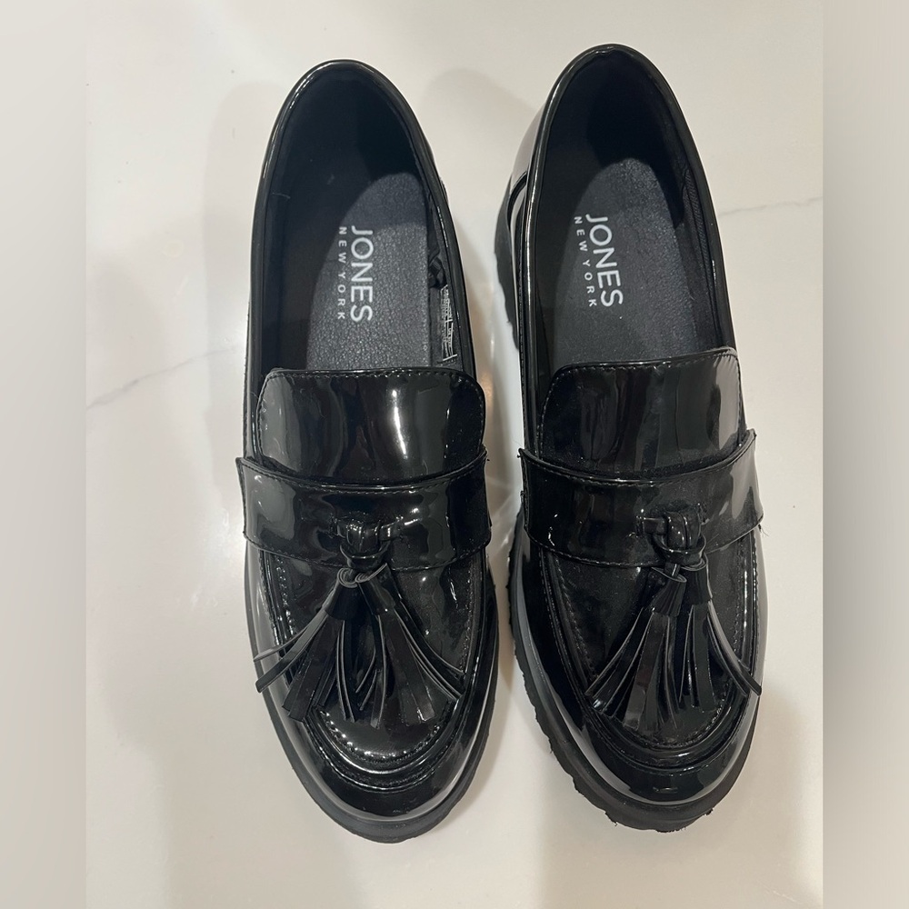Jones New York Glossy Black Tassel Loafers